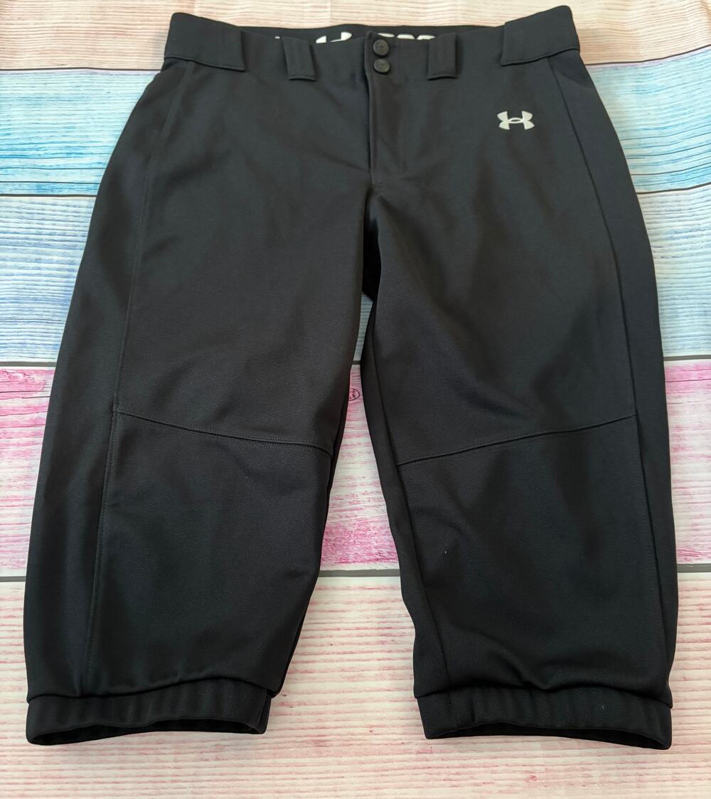 Under Armour Girls Softball Pants Black Knicker Style Youth Large EUC